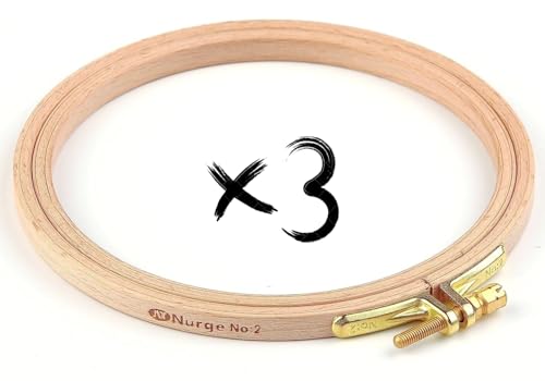 Nurge 3 Pcs 5 Inch Premium Beech Wood Gold Clasp Embroidery Hoop 8mm Thickness (130mm = 5.11" ~ Approx 5") (100-2 * 3pcs) - style: 3 Pcs * 5"