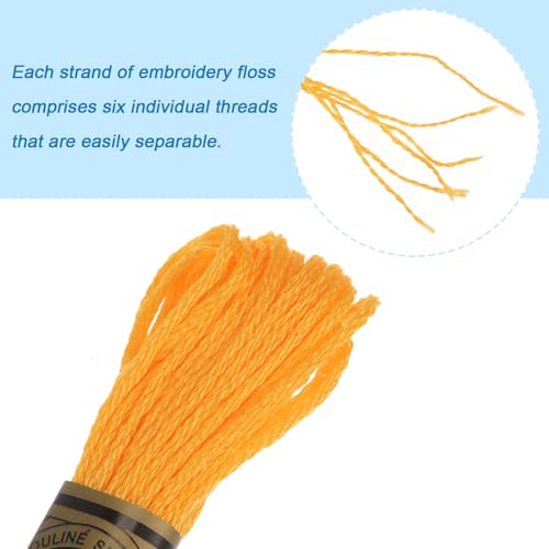 HARFINGTON 12 Skeins Embroidery Floss 8m Each Egyptian Long Fiber Cotton Cross Stitch Thread 26S/2x6 for Embroidery Projects Bracelet, Golden Tone - color: Golden Tone