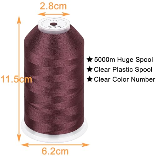 New brothread 5000M Huge Spool Embroidery Machine Thread -Amber Red - color: Amber Red-333