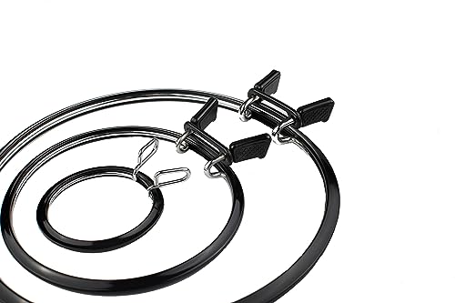 Nurge Premium Quality, Metal Spring Tension Embroidery Hoops, Cross Stich Hoop, Darning Hoops, Embroidery Tension Shed (Black, Siz Mix) - color: Black, size: Mix Sizes