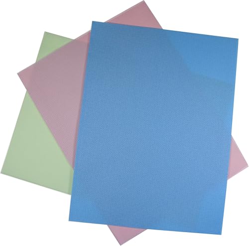 KCS 3 pc of 12" x 18"(30cmx45cm) 16CT Counted Cotton Aida Cloth Cross Stitch Fabric (Light Blue+Pink+Light Green) - color: Light Blue+pink+light Green