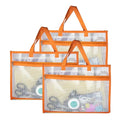 3 Pcs Portable Project Bags for Quilting Knitting, Stitching and Embroidery Projects Storage, Sew Project Bag with Zipper and Double Pockets, Transparent Mesh Sewing Project Bag for Crafter - size: 3 Pack