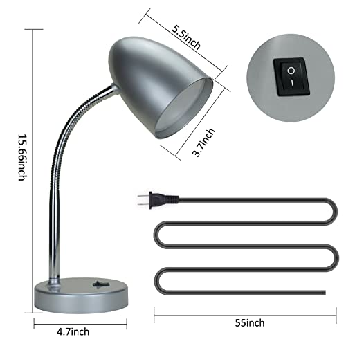 E ENERGETIC LIGHTING LED Desk Lamp, 3.5W 240LM 4000K Cool White Study Lamps for Bedroom and Office, Eye Protection, ETL Listed Silver Table lamp - color: Desk Lamp-Silver