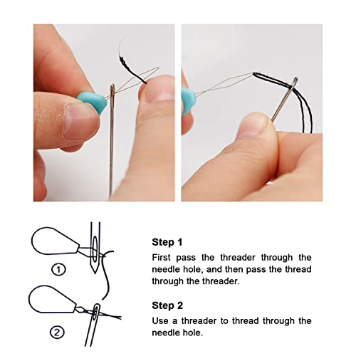 Ryalan Weaving Needle Combo Deal Black Thread with 10pcs Needle for Making Wig Sewing Hair Weft Hair Weave Extension, Big Medium and Small C J Shape Curved Needle I Needle (3 Thread Black + 10 Needle) - color: Black