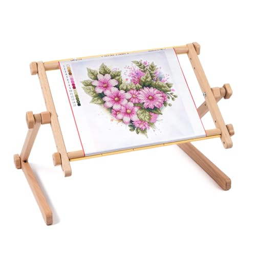 Needlework Table and Lap Hands-Free Stand with Adjustable Frame Chaffinch Tapestry Cross Stitch Embroidery Frame Holder (Beige, 15.7" x 22") - size: 15.7" x 22"