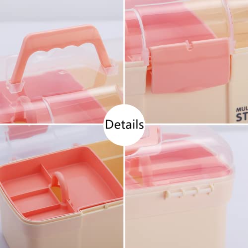 Kinsorcai 11'' Plastic Storage Box with Removable Tray, Multipurpose Organizer for Sewing, Art & Craft, Cosmetic (White) - color: white