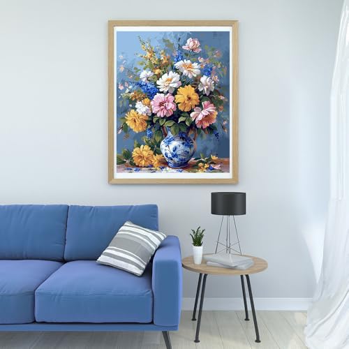 Moohue 14ct Counted Stamped Cross Stitch Kits for Adults Elegant Flowers Printed Cross Stitch Patterns Art Crafts Cross Stitch Supplies (Flowers 2) - color: Flowers 2