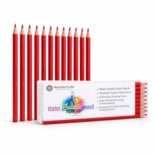Mandala Crafts Red Water Soluble Fabric Pencils for Sewing Quilting - color: Red
