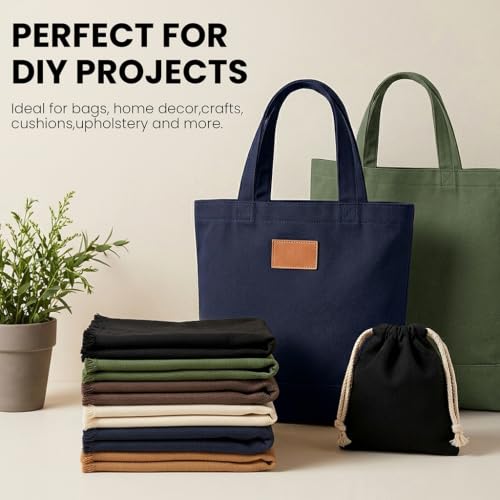 Wildarms 100% Cotton Canvas Fabric by The Yard - 59" Wide 12oz Medium-Heavy Duck Canvas for Sewing DIY, Tote Bags, Upholstery & Embroidery (Dark Blue, 1-Yard Pre-Cut Piece) - color: Dark Blue, size: 1-Yard Pre-Cut (Non-Continuous)