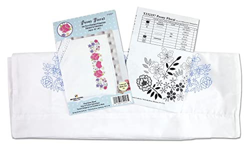 Peony Floral Stamped for Embroidery Pillowcases - Set of 2