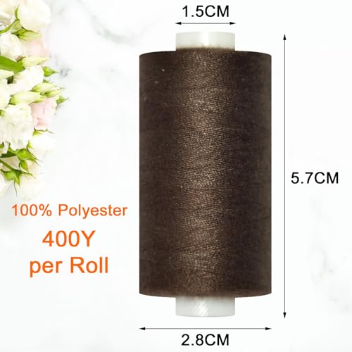 All Purpose Sewing Thread-2 Spools of Hand Polyester Sewing Thread for Sewing Machine for Hand and Machine Sewing(Dark Brown, 2 spools) - color: Dark Brown