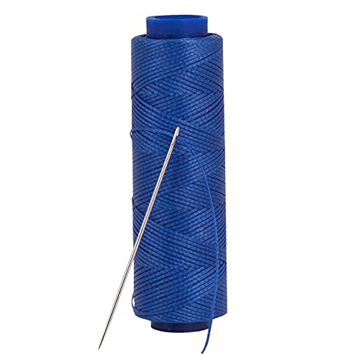 Waxed Thread, Strong Thread for Leather, Upholstery, Shoe, Bag, incl. Needle (Colour: Dark Blue) - color: Dark Blue