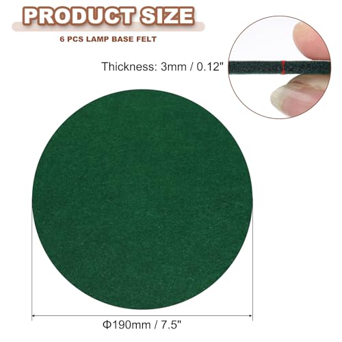 PATIKIL 7.5 Inch Diameter Lamp Base Felt, 6Pack 3mm Thickness Round Soft Adhesive Non-Slip Anti-Scratch Backed Felt for Lamp Furniture DIY Craft, Dark Green - color: Dark Green, size: 7.5 Inch