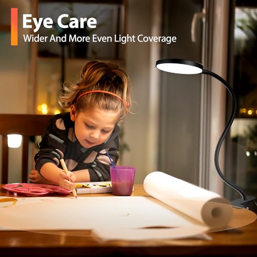 iFalarila Reading Light with Remote, LED Desk Lamp Clip on [1H Timer & Nightlight] RA>95 Dimmable Flexible Gooseneck, Reading Lamp with Clamp for Table - 3.5'' (Adapter Included) - style: 3.5'' Black
