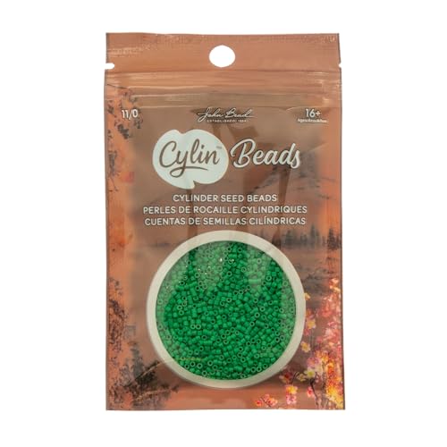 John Bead 25g Cylin Beads Green Kelly 11/0 Glass Cylindrical Seed Beads for Jewelry Bracelets Necklaces Earrings Making Embroidery - color: Green Kelly