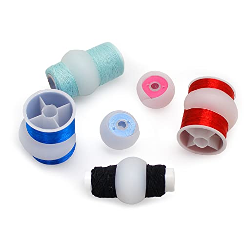 Fbshicung 60pcs Semi Clear Silicone Thread Spool Savers, Includes 20 Thread Spool Huggers, 20 Bobbin Clips, 20 Bobbin Holders – Control Thread Ends and Keep Spools Tightly Wound for Sewing Storage