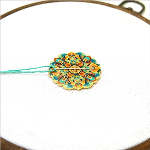 Awesome Pattern Studio Needle Minder Set - Flower Magnetic Needle Minder + 2 Needle Threaders. Enamel Pin for Cross Stitch, Embroidery and Craft - size: Flower Set #1