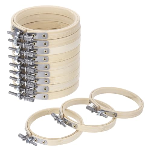 MECCANIXITY 6 Pieces 3 Inch Embroidery Hoops Adjustable Round Bamboo Circle Cross Stitch Hoop Ring for Art Craft Handy Sewing Needlework DIY Decoration - size: 3 Inch