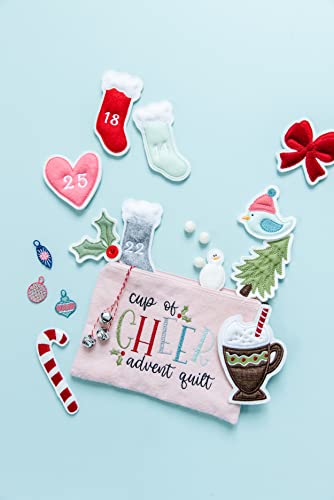 Kimberbell Embellishment Cup of Cheer Kit (46 Pcs): Includes Ribbon, Seasonal Buttons, Sound Box, Felt, Bells, Lace Zippers, Variety of Colors, Pair with Machine Embroidery Design