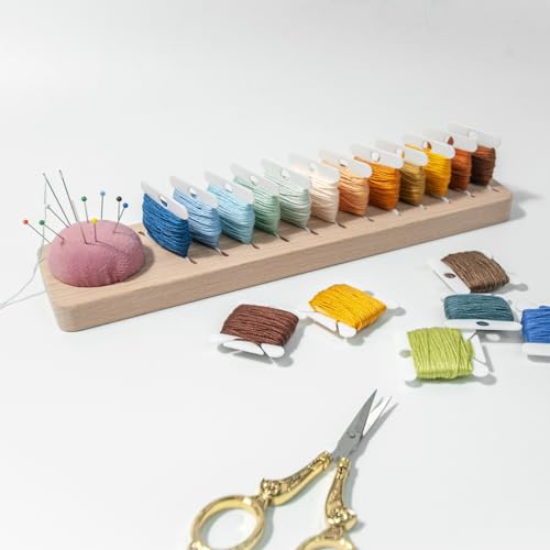 Lampstop Bobbin Rack for Embroidery Floss Beech Wood Floss Organizer (Rectangle) - color: Rectangle