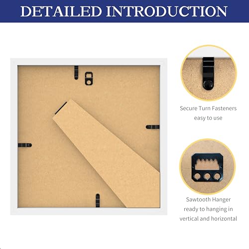 An&He 8x8 Picture Frames Set of 4, Displays 4x4 with Mat or 8x8 Without Mat Photos, Square Collage Wall Decor for Gallery, Tabletop & Wall Decor, White - color: White-4, size: 8x8