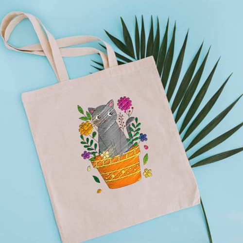 BENECREAT 4Pcs 43Pcs Cats and Dog Water Soluble Stabilizer, A4 Flower with Animal Embroidery Pattern Transfers for Hand Sewing Embroidery Stick and Stitch - color: Cats and Cute Dog