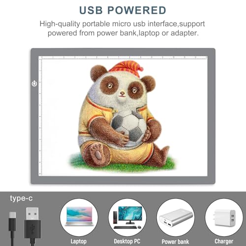 A3 Copy Light Board Tracing Box, Ultra-Thin Adjustable Drawing Tablet USB Power Artcraft LED Tracer Light Pad for Diamond Art Painting Accessories, Sketching, Animation, Quilting, Stenciling (Silver) - color: SILVER, size: 11.7 x 16.5 inches