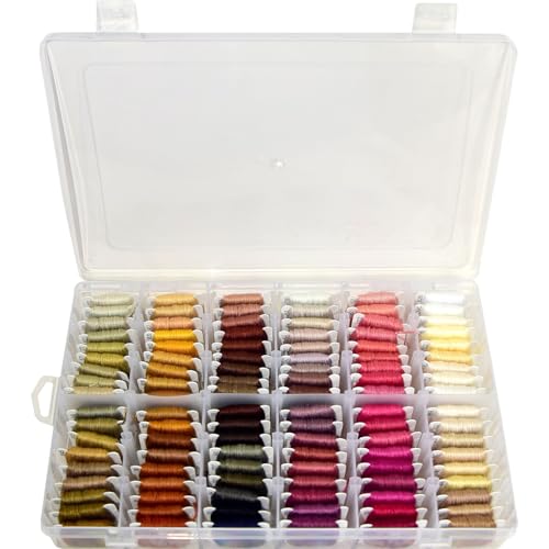 Embroidery Floss 447 Pre-Wound Threads on bobbins Fashionable Rainbow Color Friendship Bracelet String Cross Stitch Embroidery Thread, Craft Floss with Organizer Storage Box - color: 447 colors