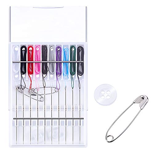 Hestya 2 Boxes Pre Threaded Needles Sewing Kit for Adults - color: Mixed Color