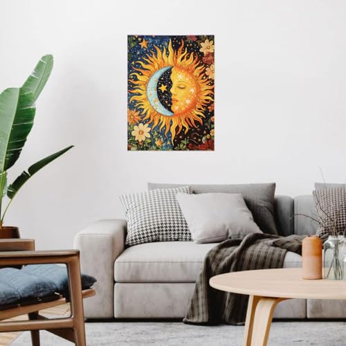 WUSARPLY Sun and Moon Stamped Cross Stitch Kits for Beginners Adults - color: J149