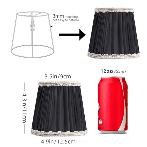 Fuloon Chandelier Lamp Shades, Clip on Small Sconce Lamp Shades, Suit for Candelabra Bulbs in Modern/European/French Country/Farmhouse Decoration, 3.5x4.3x4.9 in(6 Pack, Chiffon Black) - color: Chiffon Black, size: 6 Pack
