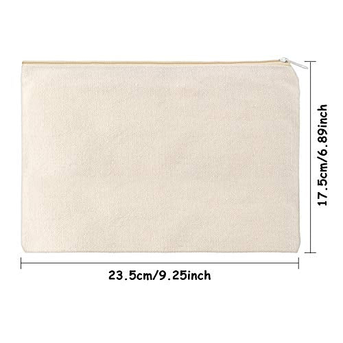 Gejoy 10 Pack Blank Canvas Cosmetic Bags Zipper Pouch DIY,L,Beige - color: Beige, size: Large