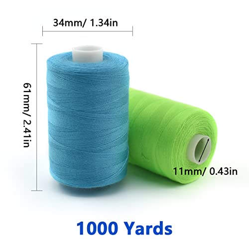 Sewing Thread 10 Color Sewing Industrial Purpose 1000 Yards Per Spool 40S/2 Polyester for DIY Sewing Machine,Embroidery Machine,Hand Sewing (Bright Color Mixing) - color: Bright Color Mixing