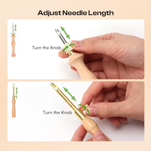 Pllieay 36PCS Punch Needle Kit for DIY Embroidery - Punch Needle with Finger Cots, Wooden Handles, Storage Bag, Ideal for Punch Needle Kits Adults Beginner - size: 36pcs Punch Needle