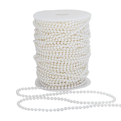 5mm Crafts Faux Pearl Beads Garland Pearl Bead Roll Strand of Pearls to Decorate Floral Centerpieces Wedding Party Favor Christmas Tree(99 Feet Ivory) - color: Ivory, size: 5 mm