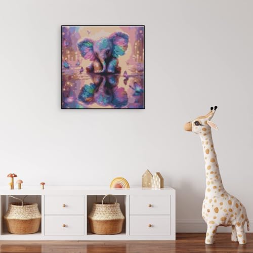 Elephant Stamped Cross Stitch Kits for Adults Beginner Embroidery Crafts - color: elephant