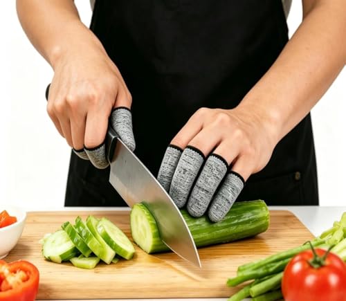 12 PCS Cut Resistant Finger Cots Protector Finger Sleeve Protectors Reusable Finger Guards Finger Covers Protection Cots for Kitchen,Work, Sculpture, Anti-Slip, Reusable,Gloves Life Extender