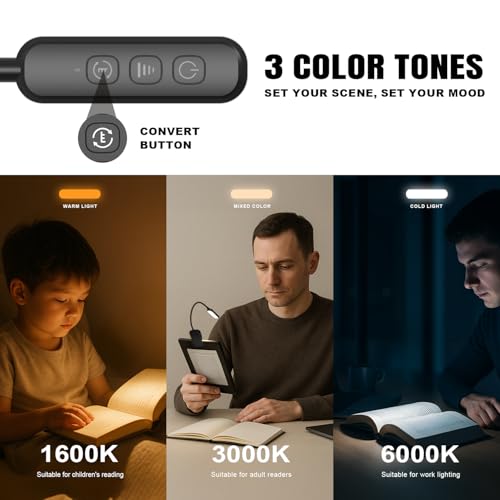 Rechargeable 20 LED Book Light for Reading in Bed | Energy Saving with Extended 60Hrs Runtime, 15-Level Stepless Dimming, Flexible Lightweight Clip on Light for Studying, Travel, Black - color: M2-Clip Light-Black