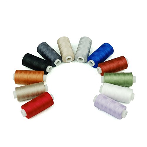 Simthread 12 Multi Colors All Purposes Cotton Quilting Thread 50s/3 Thread for Piecing Sewing etc - 550 Yards Each 12C01 - color: 12 Colors #1