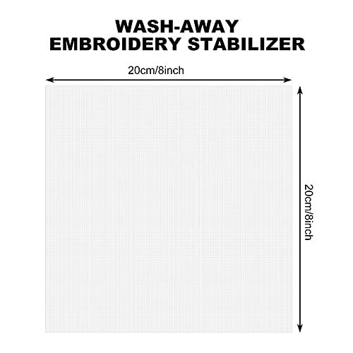 Outus 100 Sheets 8 x 8 Inch Water Soluble Stabilizer for Embroidery - size: 8 x 8 Inch/ 20 x 20 cm