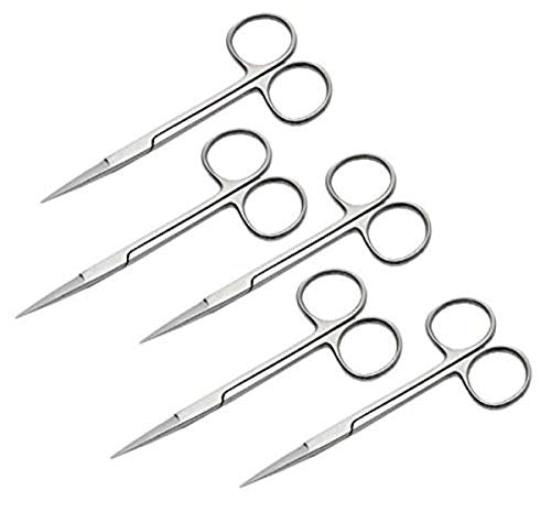 IMED SCIENTIFIC IRSTR5 Iris Micro Dissecting Lab Scissors, Fine Point Straight PACK OF 5