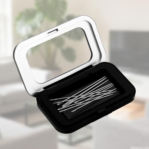 Magnetic Needle Holder Case, Strong Sewing Pin Storage Organizer Box with Clear Lid Secure & Portable Needle Keeper for Sewing Quilting Crafts Bobby Pins Paper Clips (Black)