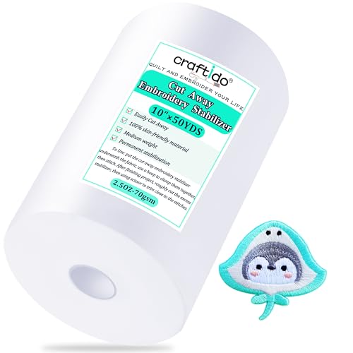 Craftido Cut Away Embroidery Stabilizer Backing 10" x 50Yd/Roll - size: 10"x50yd roll