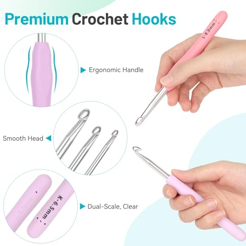 Coopay Crochet Hooks Set with Case, 12 Size Crochet Needles for Crocheting - color: Ergonomic Metal Set With Case