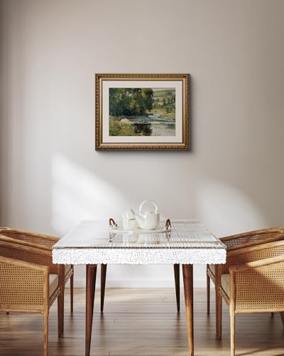 ARPEOTCY Vintage Gold Framed Wall Art, Nature Streamside Retro Paintings, Canvas Prints Artwork with Antique Frame, Victorian Wall Pictures Decor for Living Room Gallery Room 13x16 inch - color: Streamside, size: 16"L x 13"W
