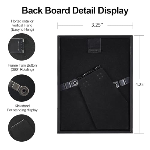 BKABOT 3x4 Black Aluminum Photo frames 3 Pack HD Glass Mat 2x3 Wall Table - color: Black, size: 3x4