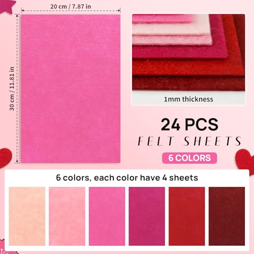 Catephe 24 Pcs Red Felt Fabric Sheets, 8 Inch X 12 Inch 1mm Craft Felt - color: Red 24pcs