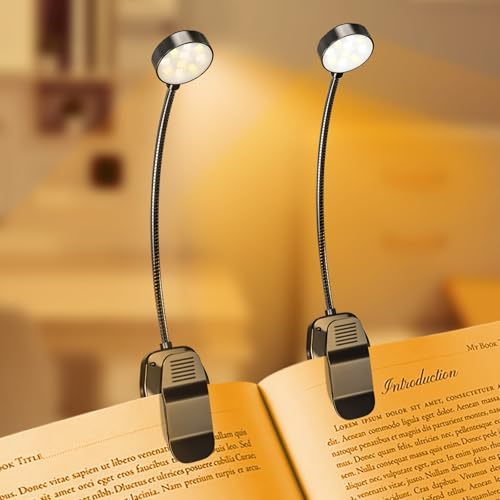 KTEBO 2 Pack Rechargeable Book Light Clip-On Reading Light for Books in Bed - color: Black&Black