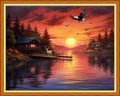 Dimensean Stamped Cross Stitch Kits Full Range of Embroidery Patterns Starter Kits for Beginners Adult DIY Cross Stitches Needlepoint Kits 11CT-Sunrise Eagle by the Lake 16x20 inch - color: Craftpattern38