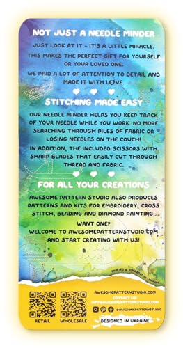 Awesome Pattern Studio Needle Minder Set – Venice Magnetic Needle Minder + 2 Needle Threaders + Crane Scissors. Enamel Pin for Cross Stitch, Embroidery and Craft - size: Venice Set #2